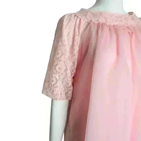 Vintange Pink Sheer Lace Robe Set Two Piece Size Small - Picture 6 of 14